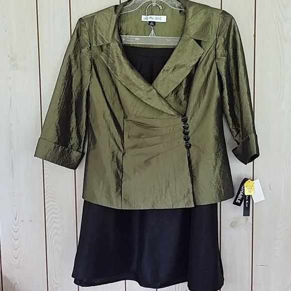 Dana Kay olive shimmer skirt suit - Picture 1 of 2